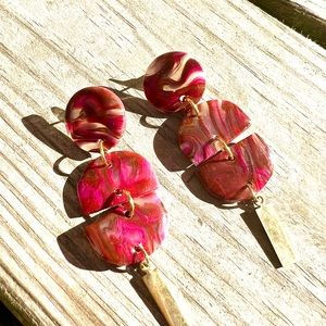 Pink and Brown Tortoise Earrings